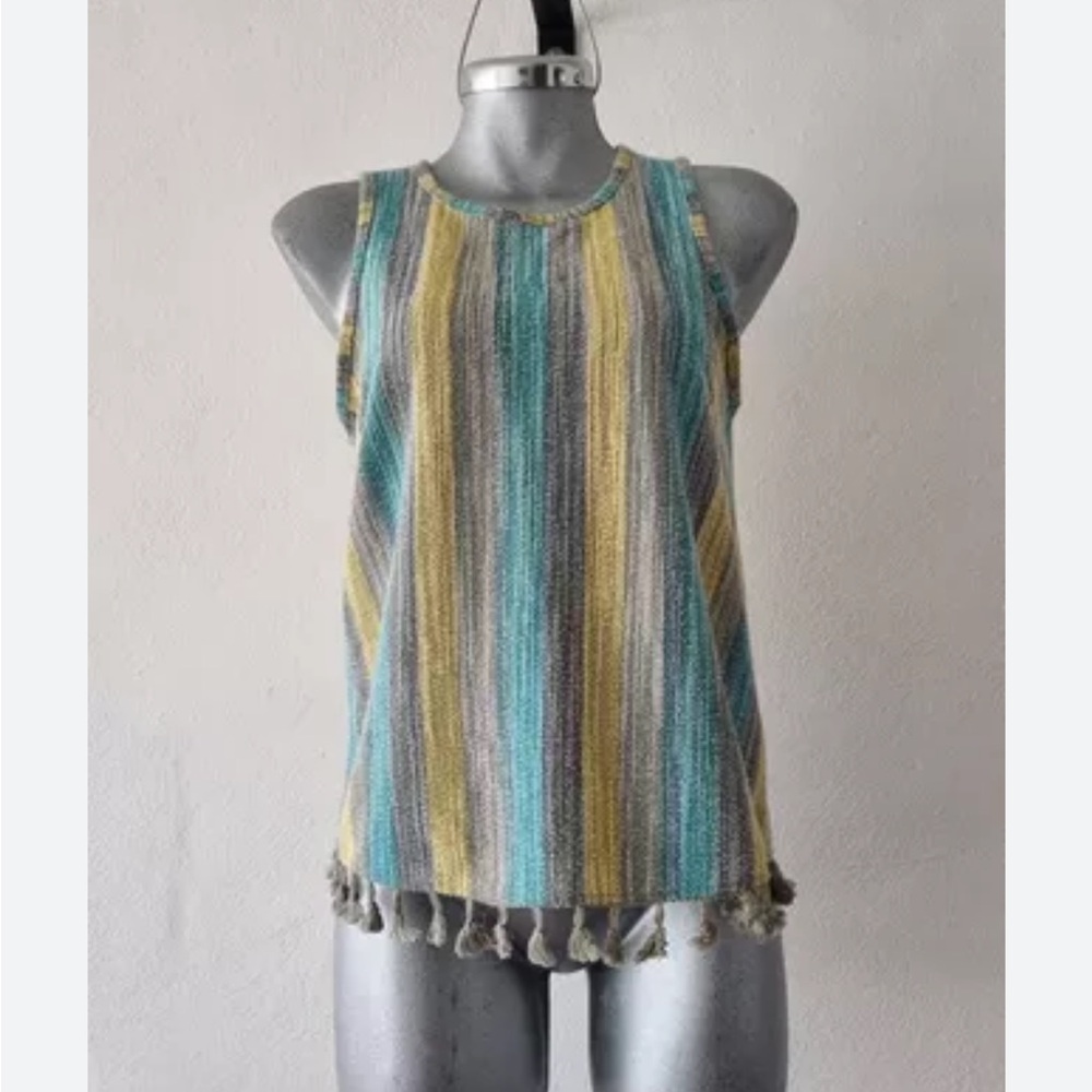 2$30 Anthropology striped W5 colored block tassel tank M